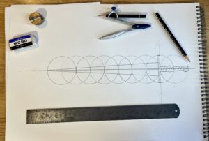 Drawing the rest of the sword using Vadi sword geometry.