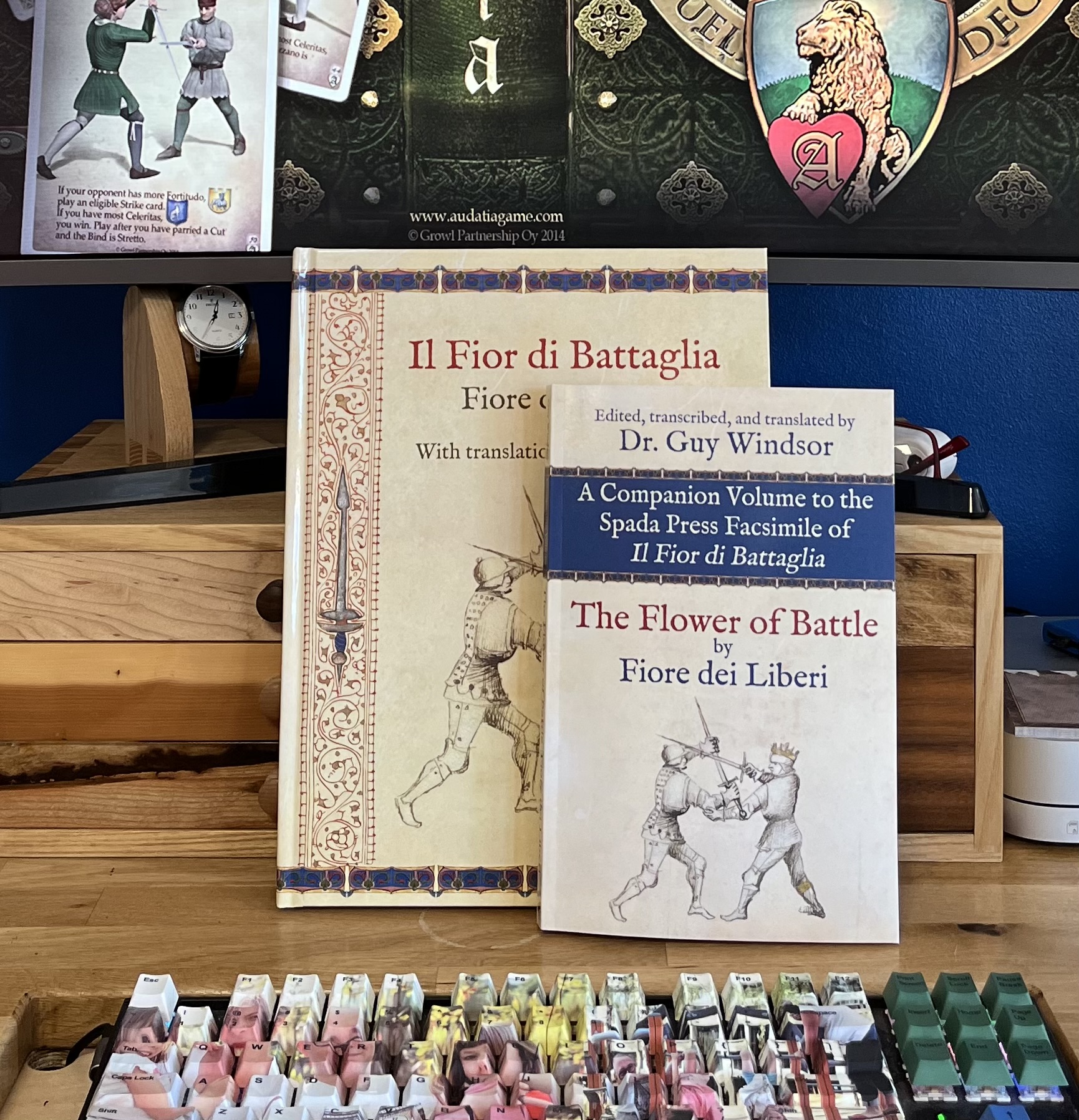 Spada Press facsimile of Il Fior di Battaglia and companion volume on Guy's desk