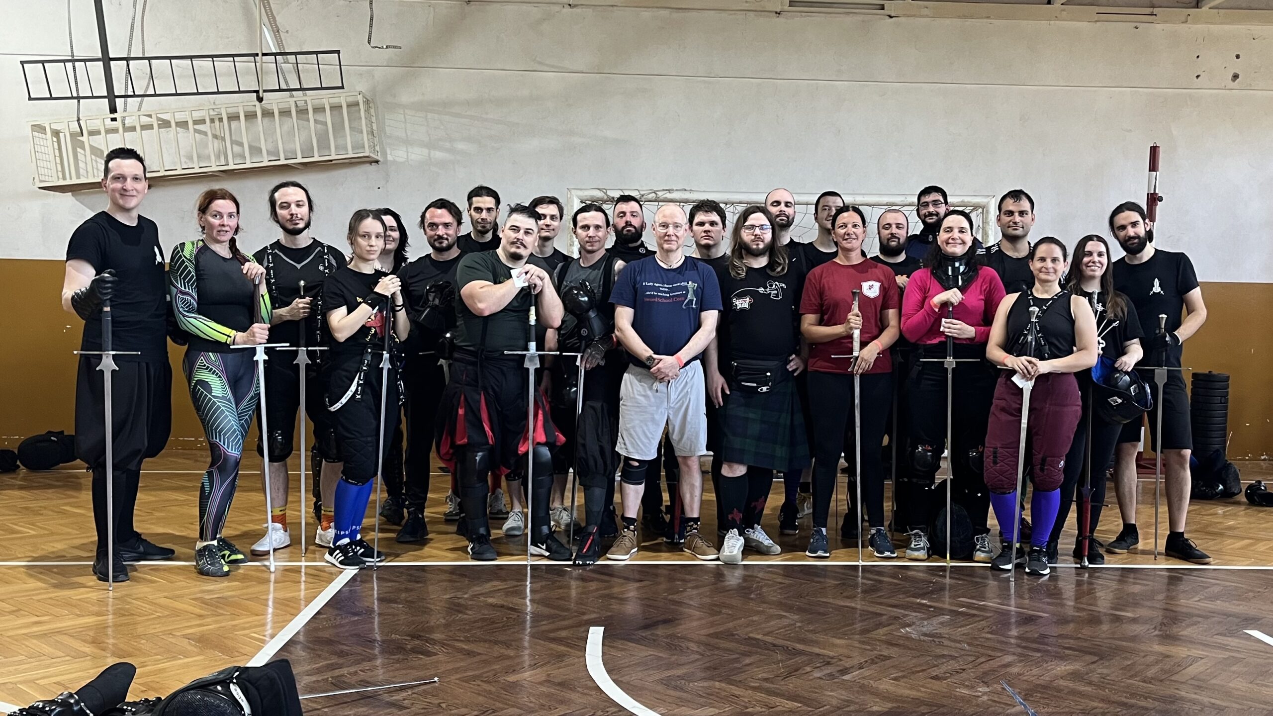 Guy Windsor with longsword students at Sword and Balkan