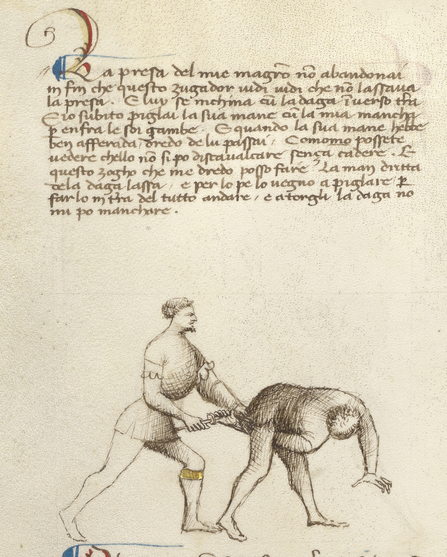 Fiore's 7th play of the 9th master, dagger between the legs, interpreted by Guy Windsor